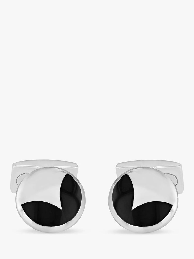Hoxton London round agate cufflinks sterling silver, imported from the UK
