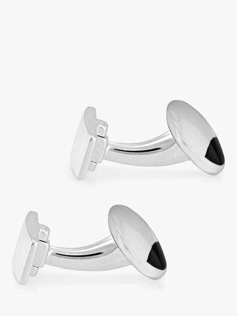 Hoxton London round agate cufflinks sterling silver, imported from the UK