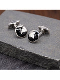 Hoxton London round agate cufflinks sterling silver, imported from the UK