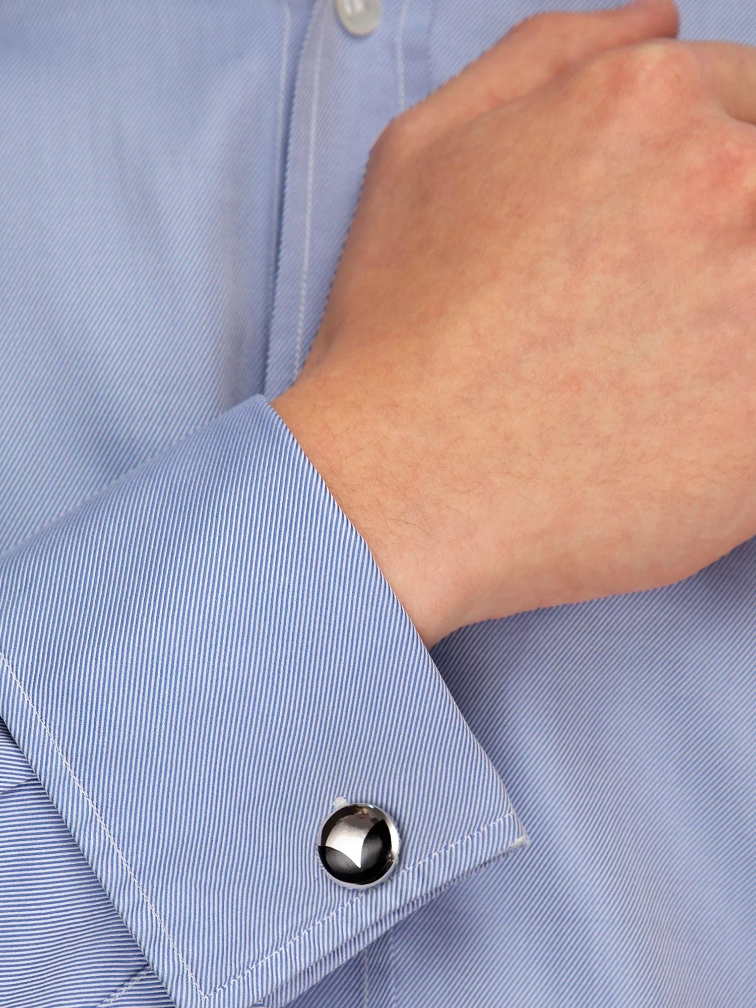 Hoxton London round agate cufflinks sterling silver, imported from the UK