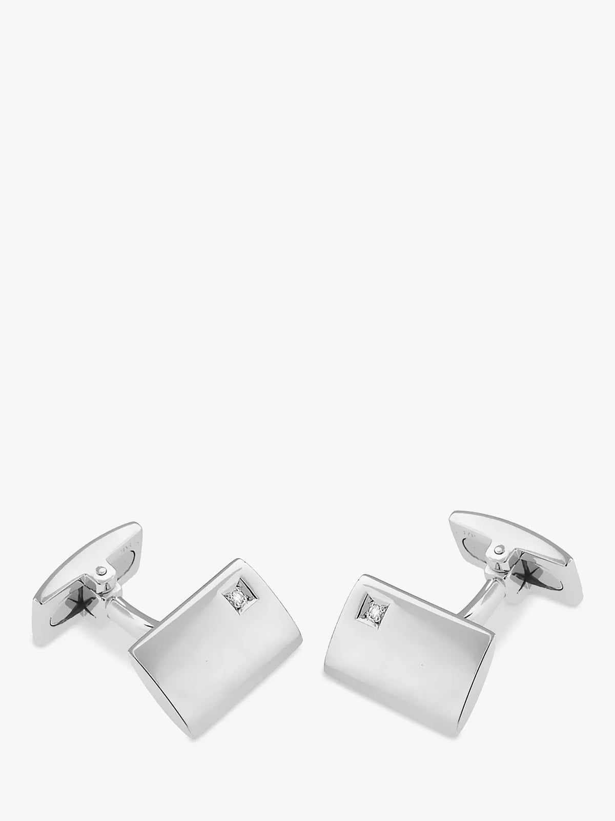 Hoxton London Diamond Rectangle Cufflinks, Silver