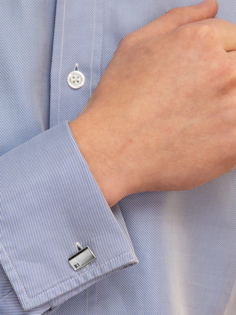 Hoxton London diamond rectangle cufflinks sterling silver - British product