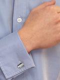 Hoxton London diamond rectangle cufflinks sterling silver - British product