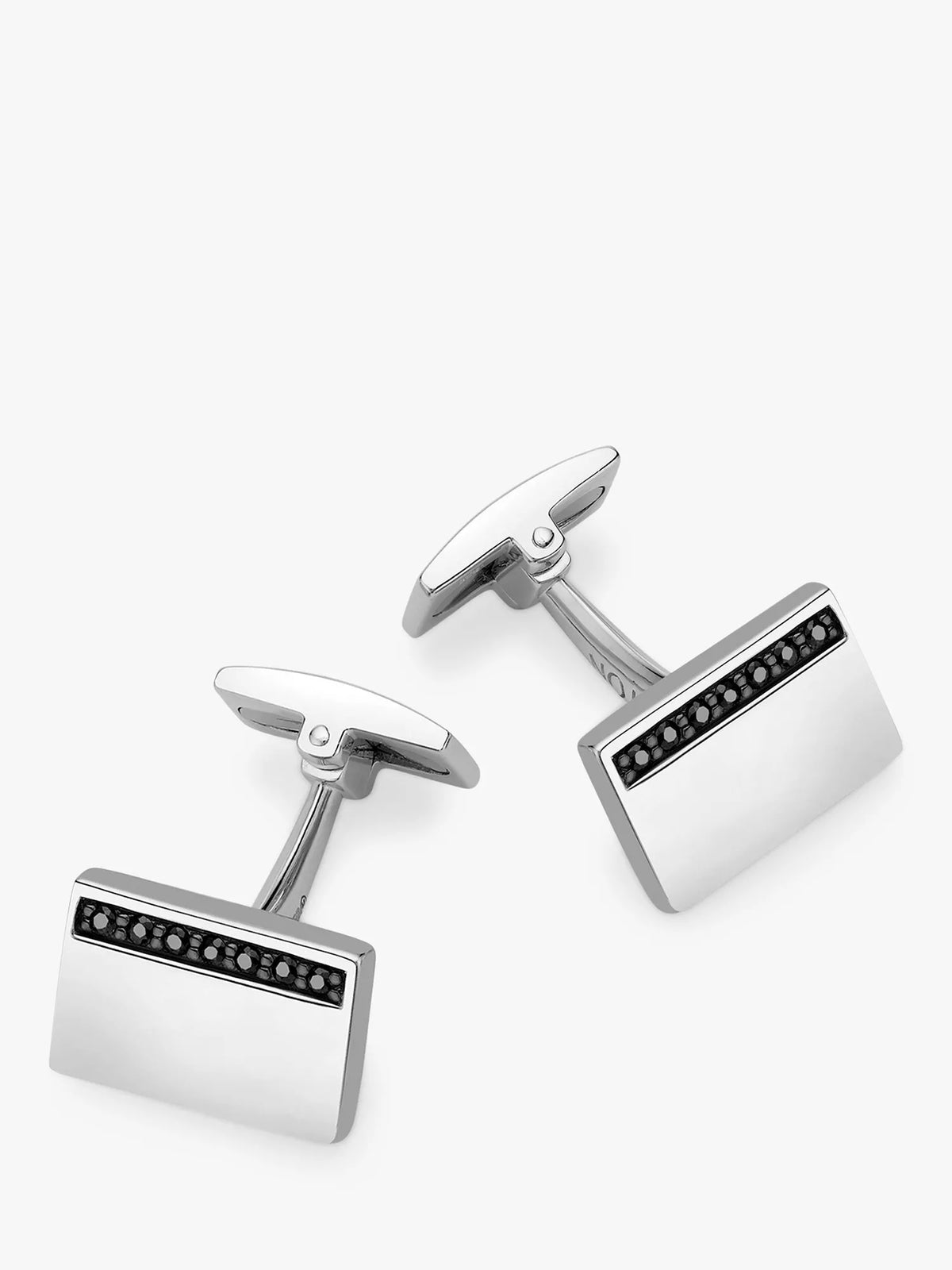 Hoxton London Black Sapphire Rectangle Cufflinks, Silver