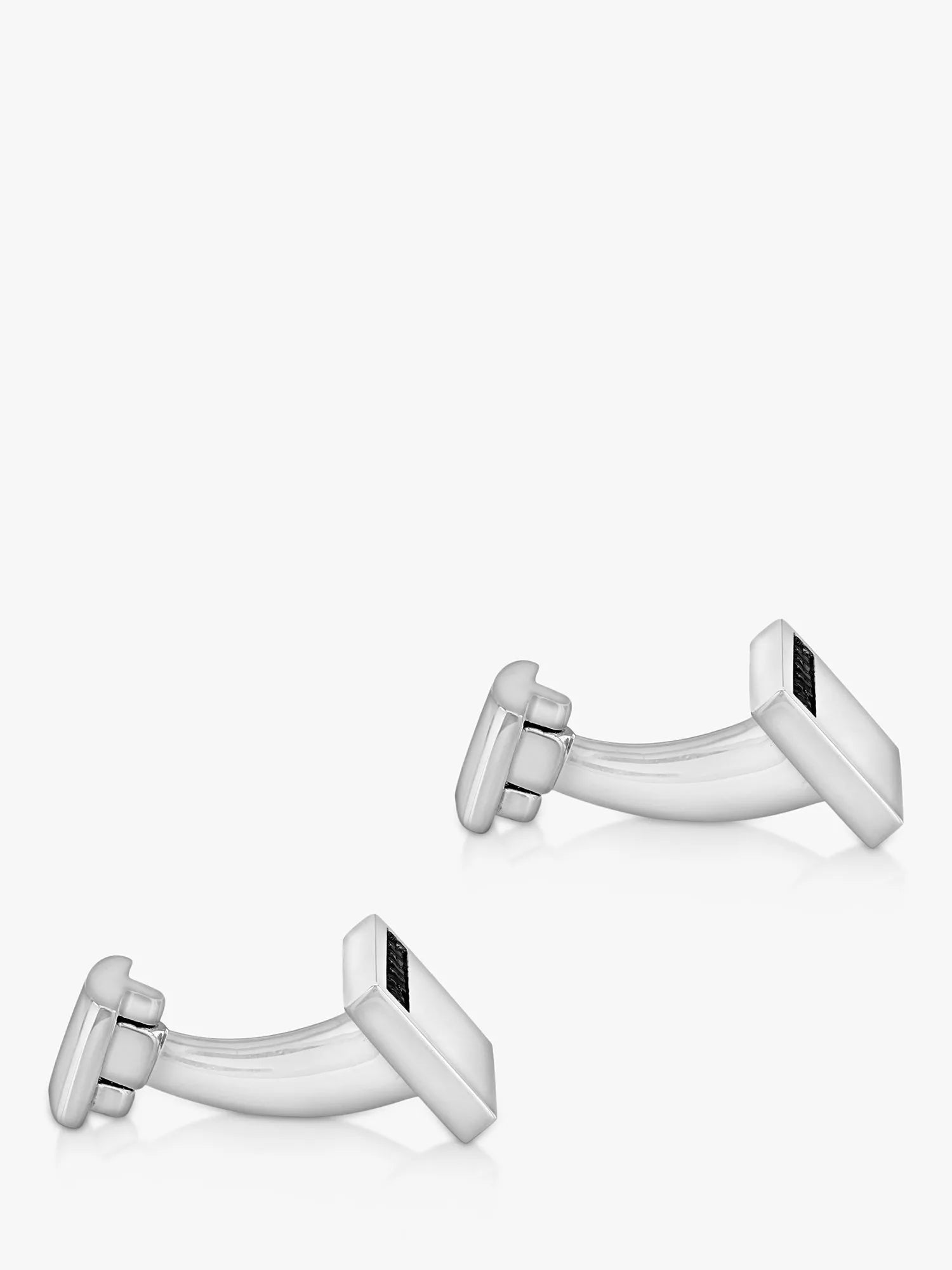 Hoxton London black sapphire rectangle cufflinks, silver, imported from the UK