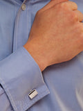 Hoxton London black sapphire rectangle cufflinks, silver, imported from the UK