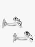Hoxton London herringbone square cufflinks, rhodium plated silver (British brand)