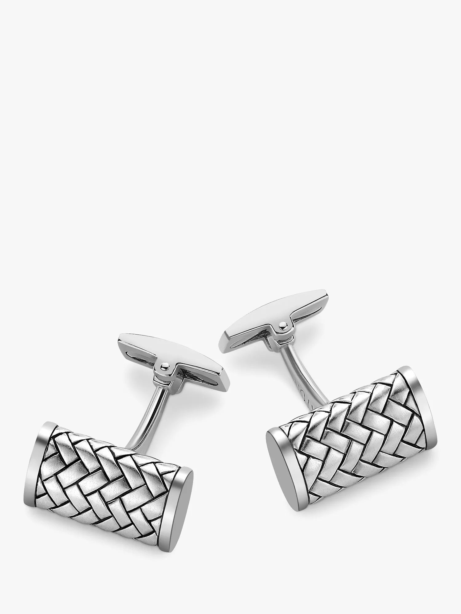 Hoxton London rhodium plated herringbone cufflinks silver, UK version