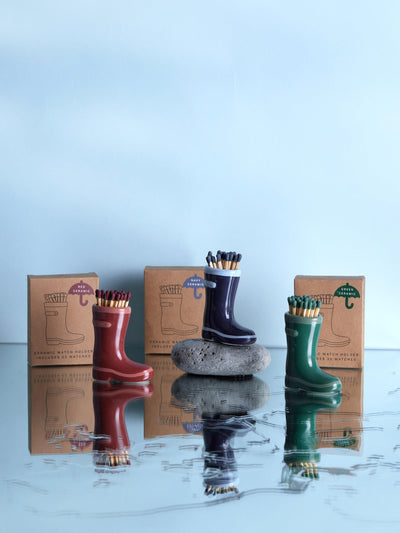 Paddywax Welly Stiefel Keramik Streichholzhalter, Grün