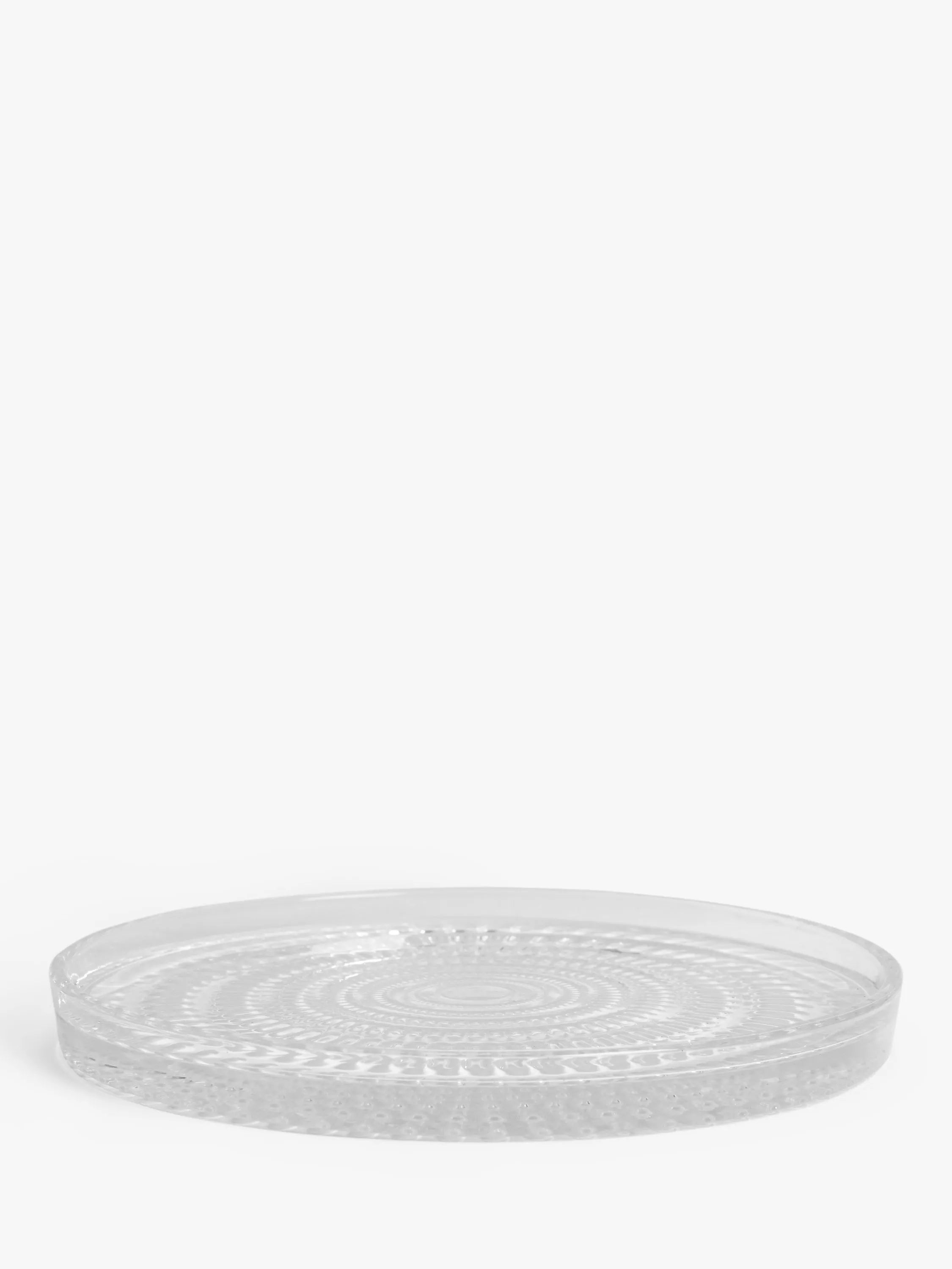 John Lewis glass cake plate with geometric pattern, 18cm clear, UK version