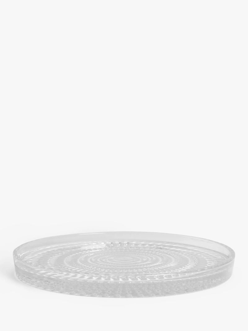 John Lewis glass cake plate with geometric pattern, 18cm clear, UK version