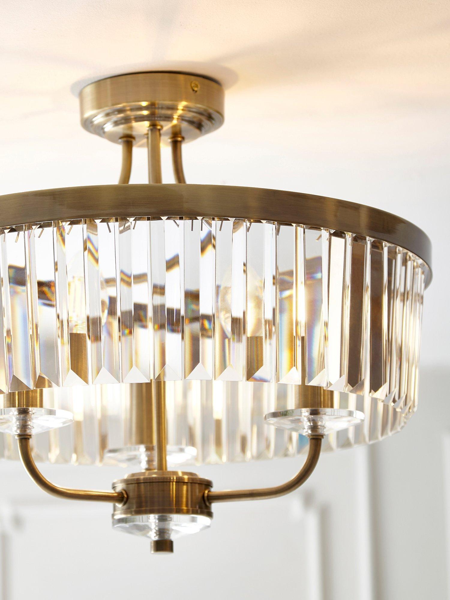 Bay Lighting Augustine ceiling light chrome faceted glass adjustable drop, UK version