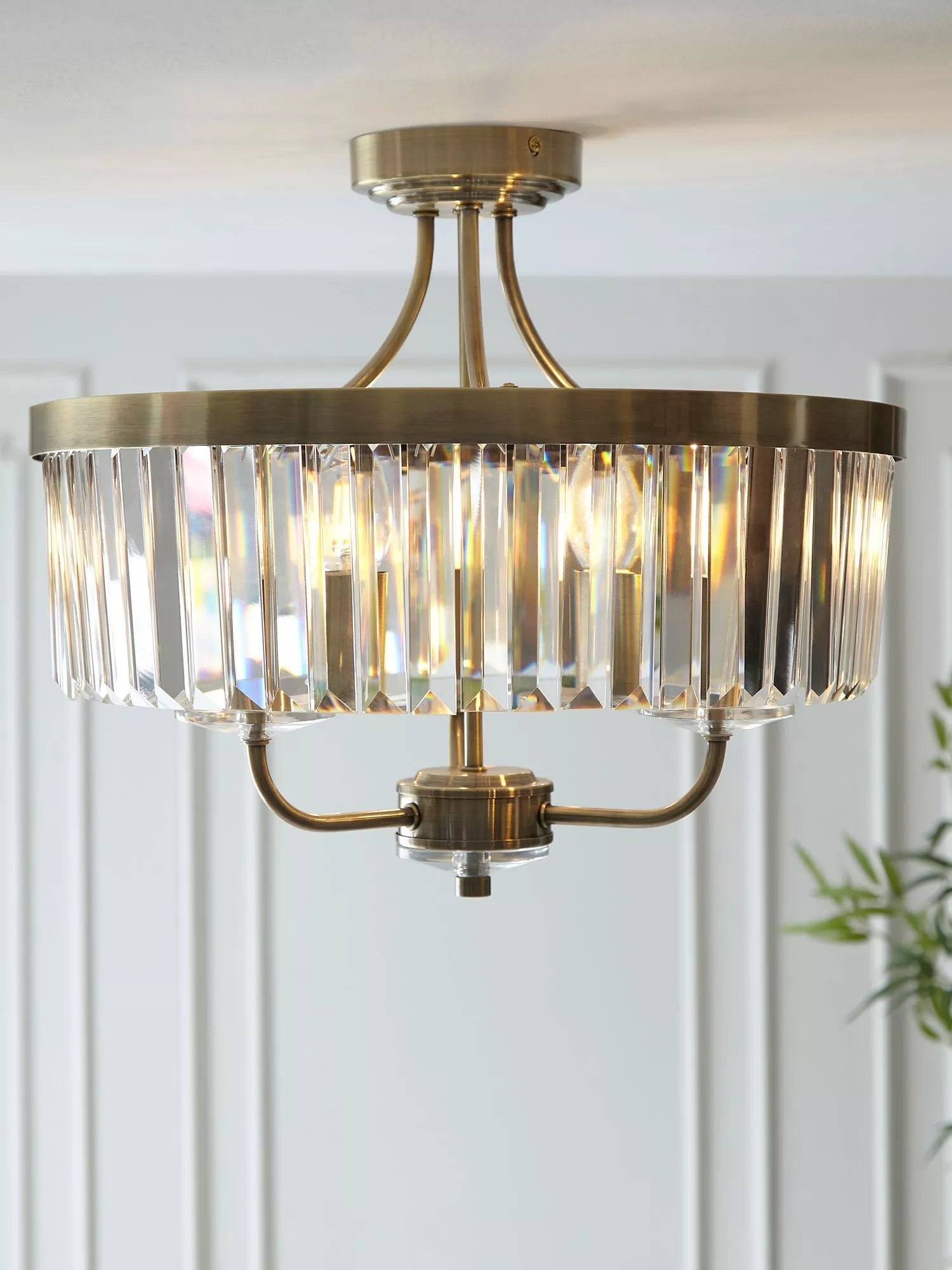 Bay Lighting Augustine ceiling light chrome faceted glass adjustable drop, UK version