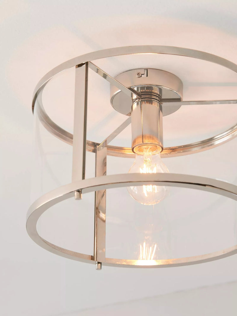Bay Lighting Foster flush ceiling light chrome 31cm diameter - British product