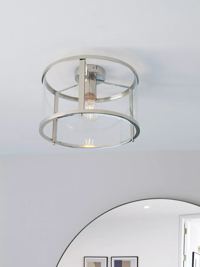 Bay Lighting Foster flush ceiling light chrome 31cm diameter - British product
