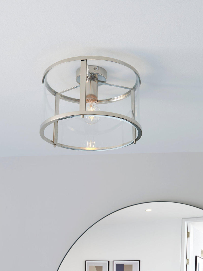 Bay Lighting Foster flush ceiling light chrome 31cm diameter - British product