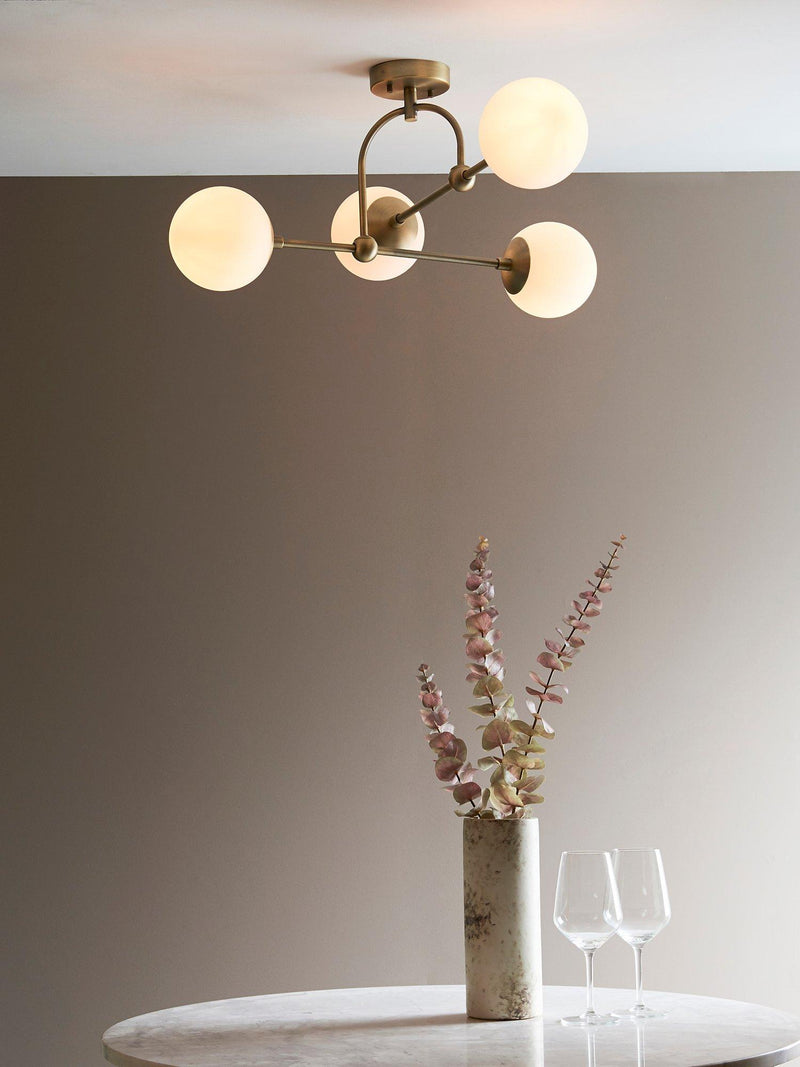 Bay Lighting Tosca gold semi flush ceiling light (British brand)