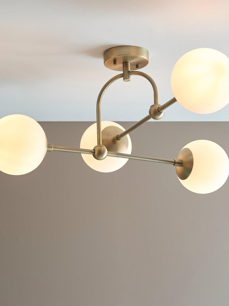 Bay Lighting Tosca gold semi flush ceiling light (British brand)