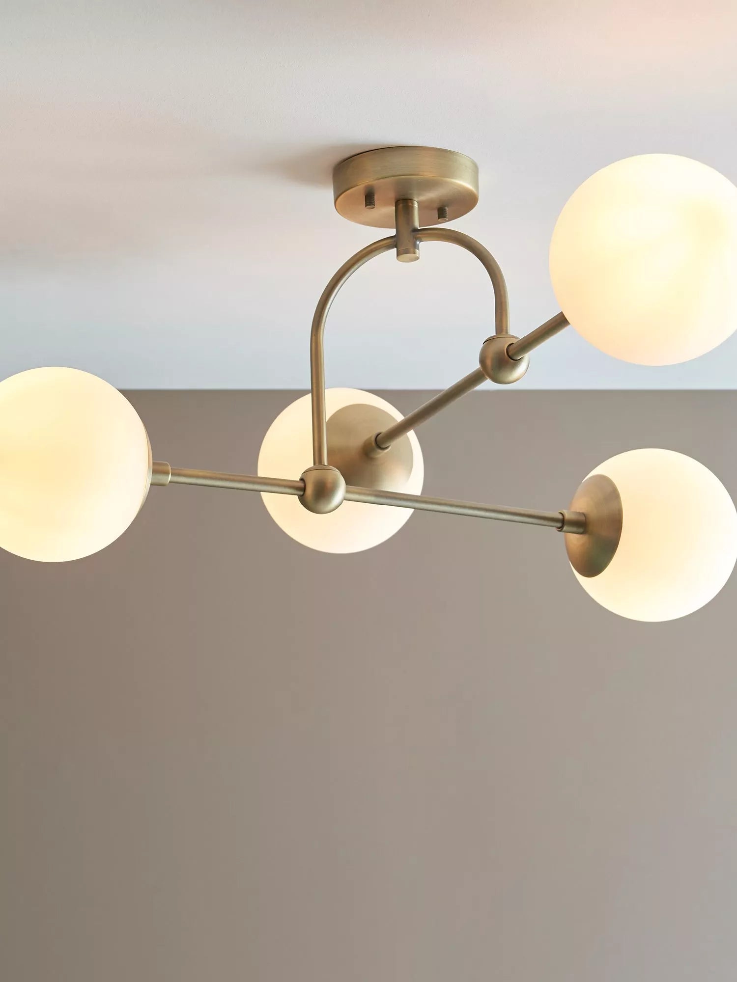 Bay Lighting Tosca gold semi flush ceiling light (British brand)