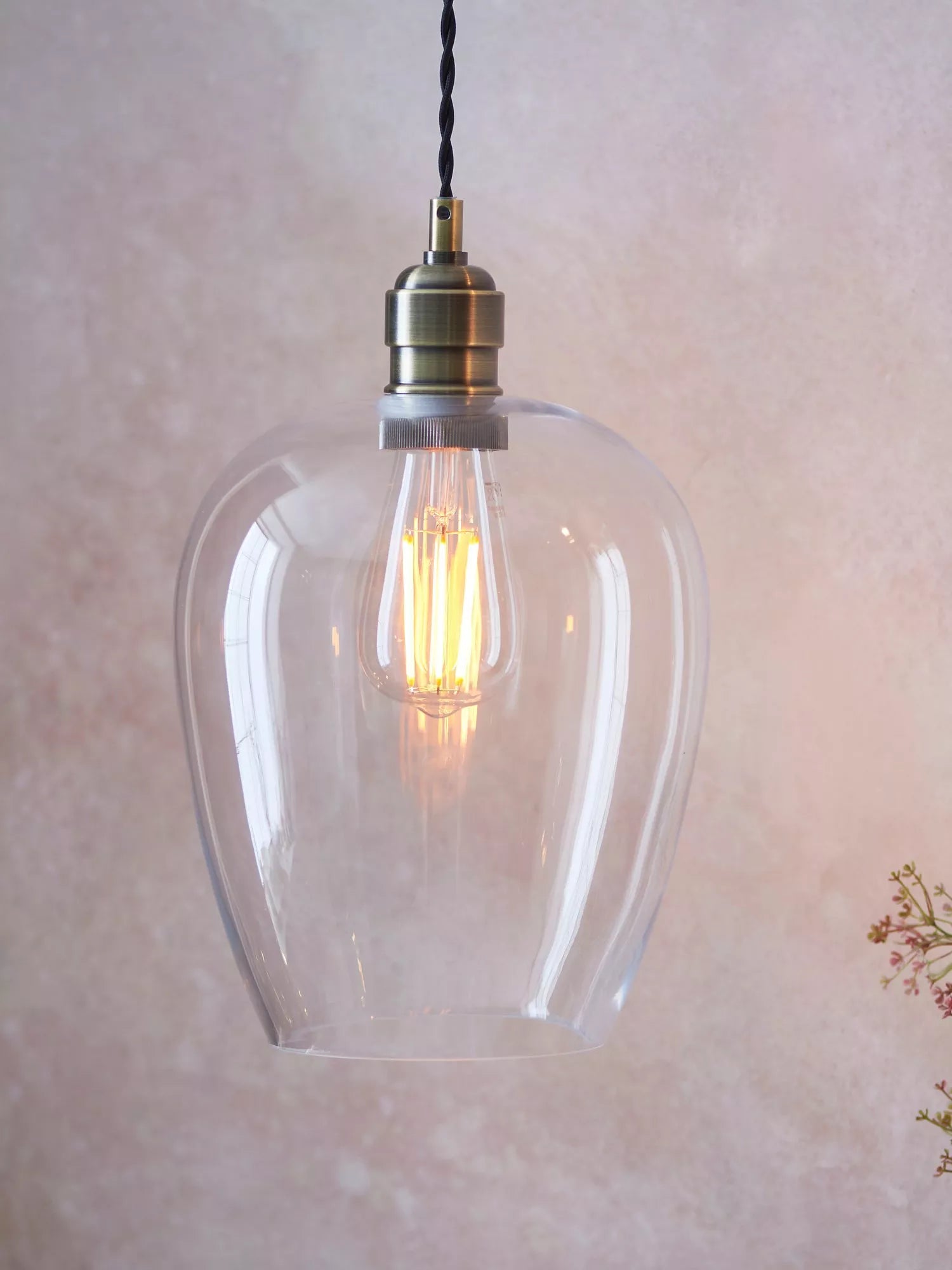 Bay Lighting Brighton pendant ceiling light antique brass, UK version