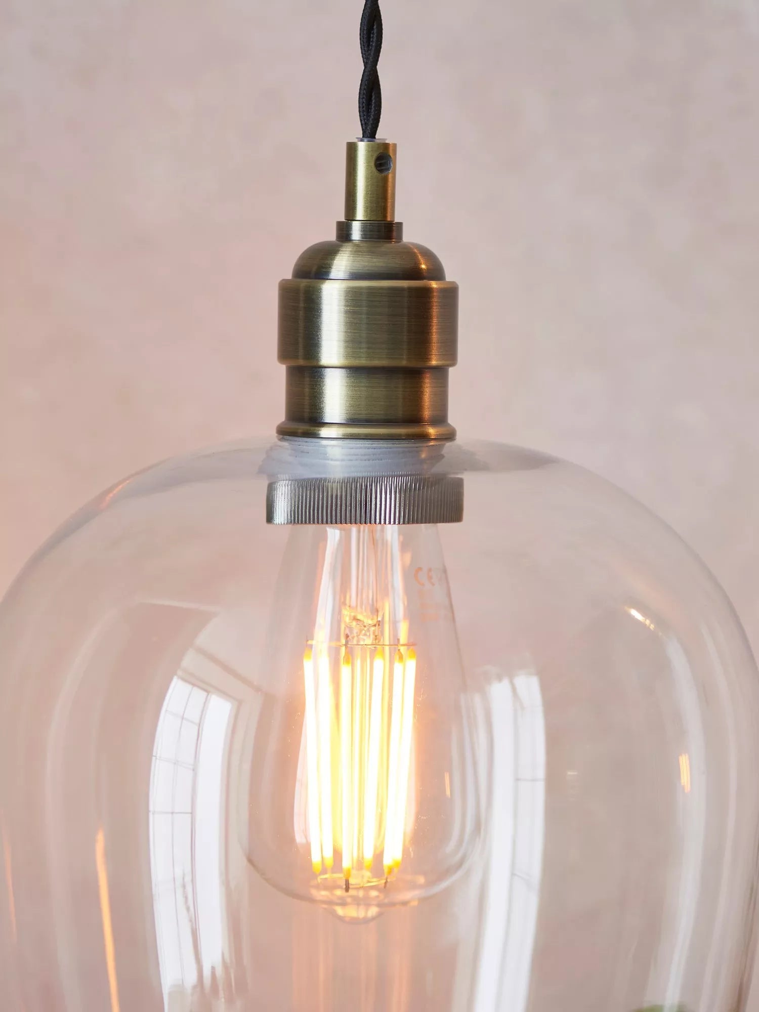 Bay Lighting Brighton pendant ceiling light antique brass, UK version