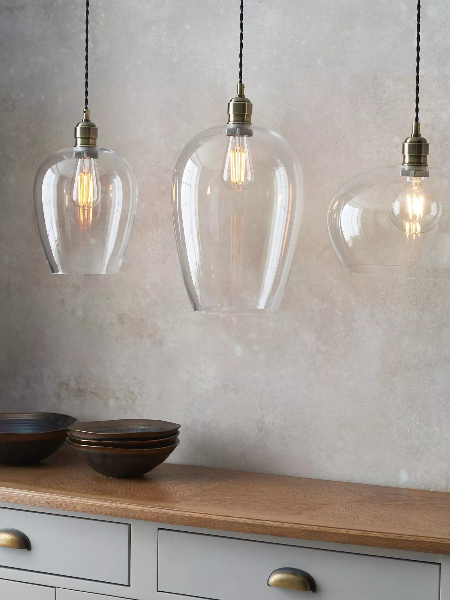 Bay Lighting Brighton pendant ceiling light antique brass, UK version