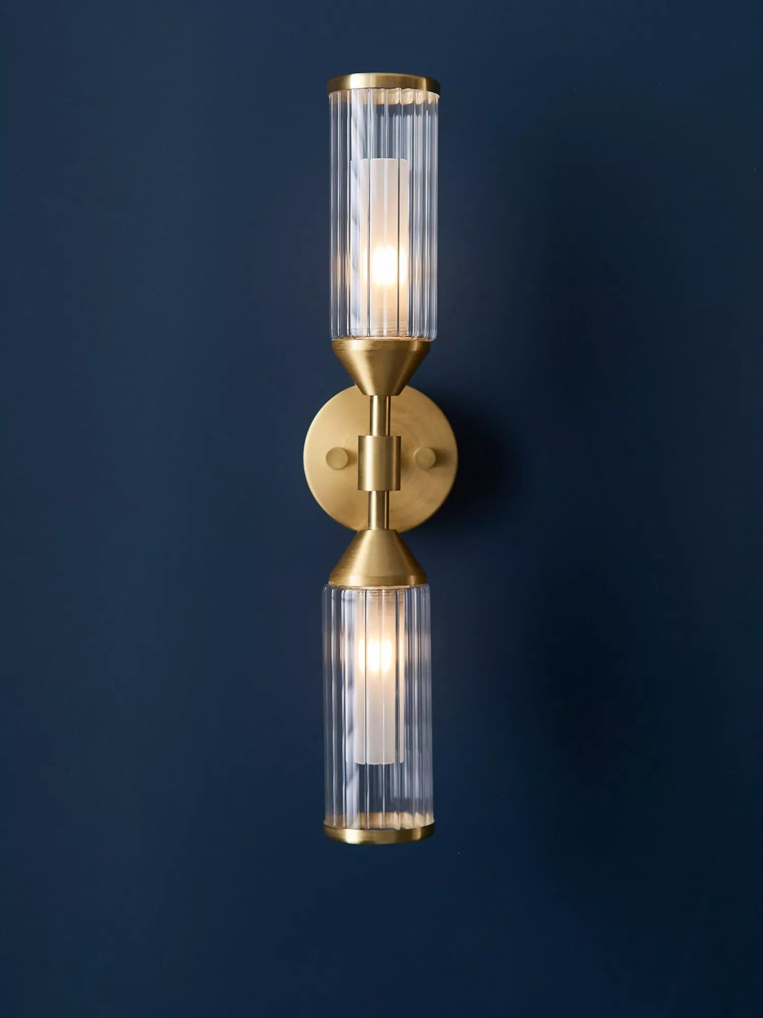 Bay Lighting Ayden wall light gold with rib glass shades - British product