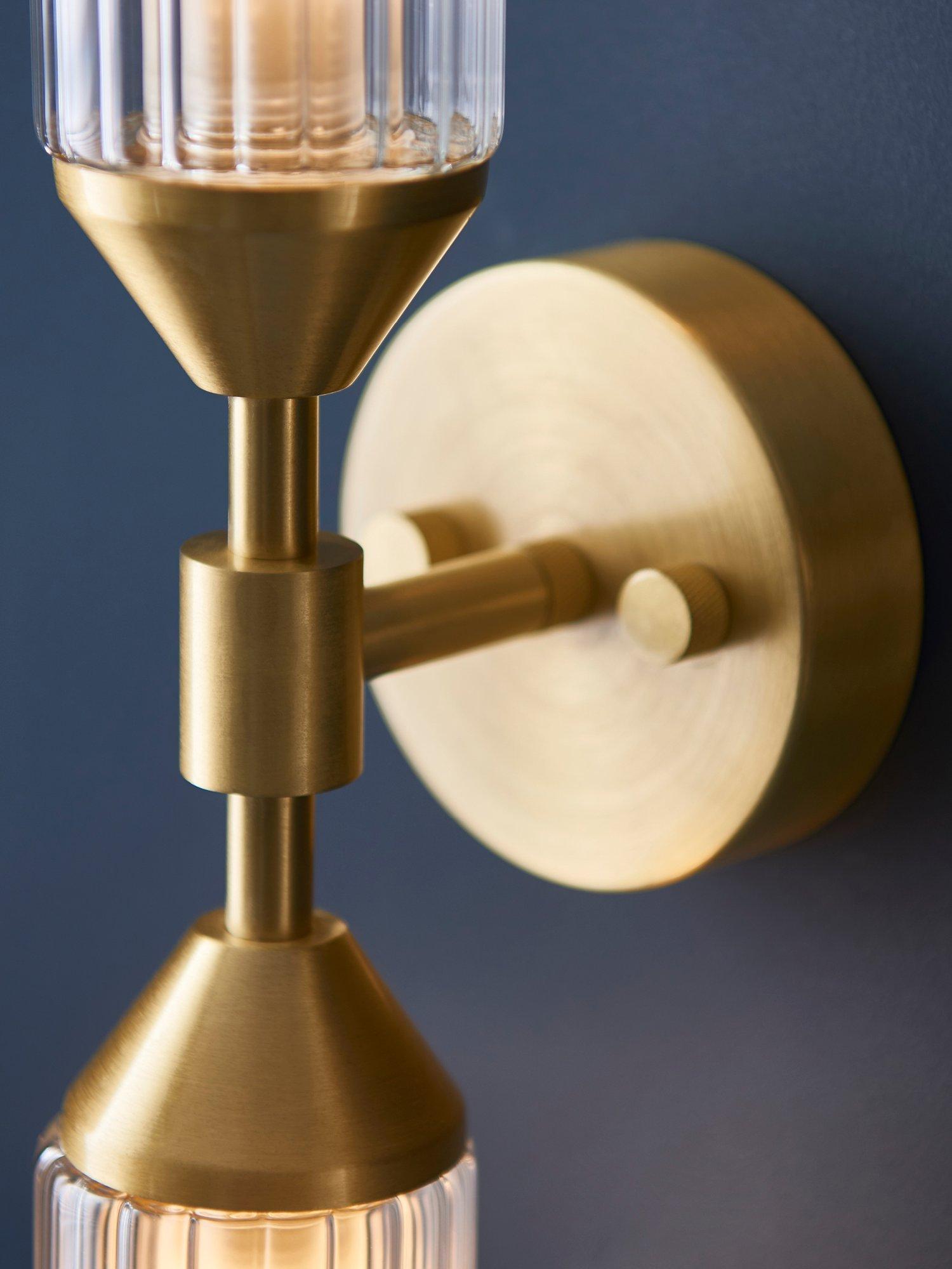 Bay Lighting Ayden wall light gold with rib glass shades - British product