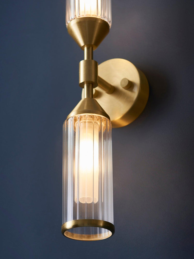 Bay Lighting Ayden wall light gold with rib glass shades - British product