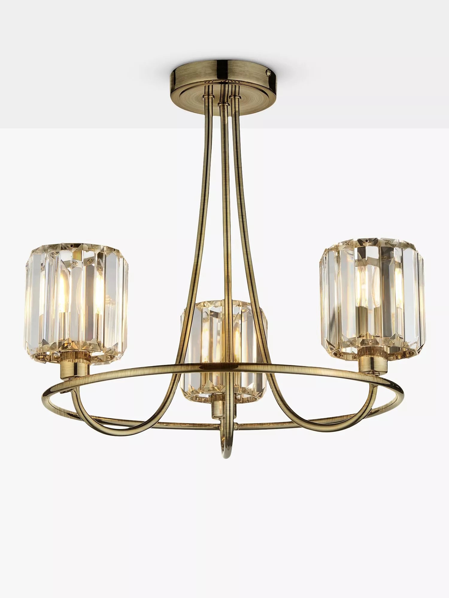 Bay Lighting Lyon 3 arm semi flush ceiling light brass (British brand)