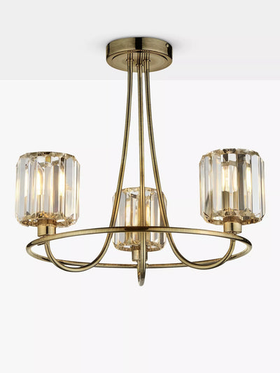 John Lewis Bay Lighting Lyon 3 Arm Semi Flush Ceiling Light Brass- Buy online at McGrocer
