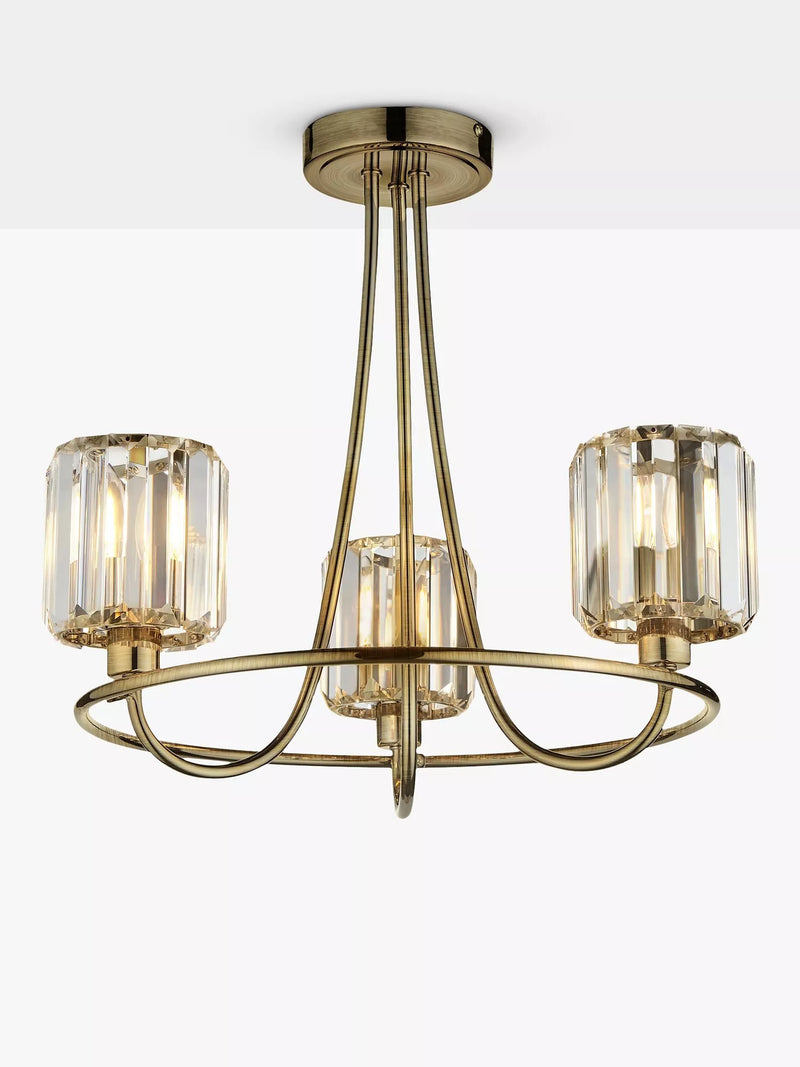 Bay Lighting Lyon 3 arm semi flush ceiling light brass (British brand)