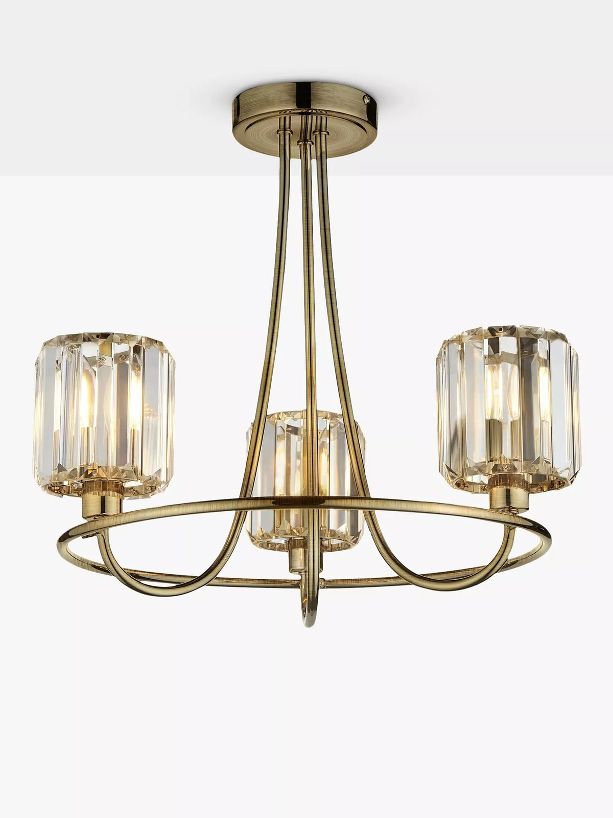 Bay Lighting Lyon 3 arm semi flush ceiling light brass (British brand)