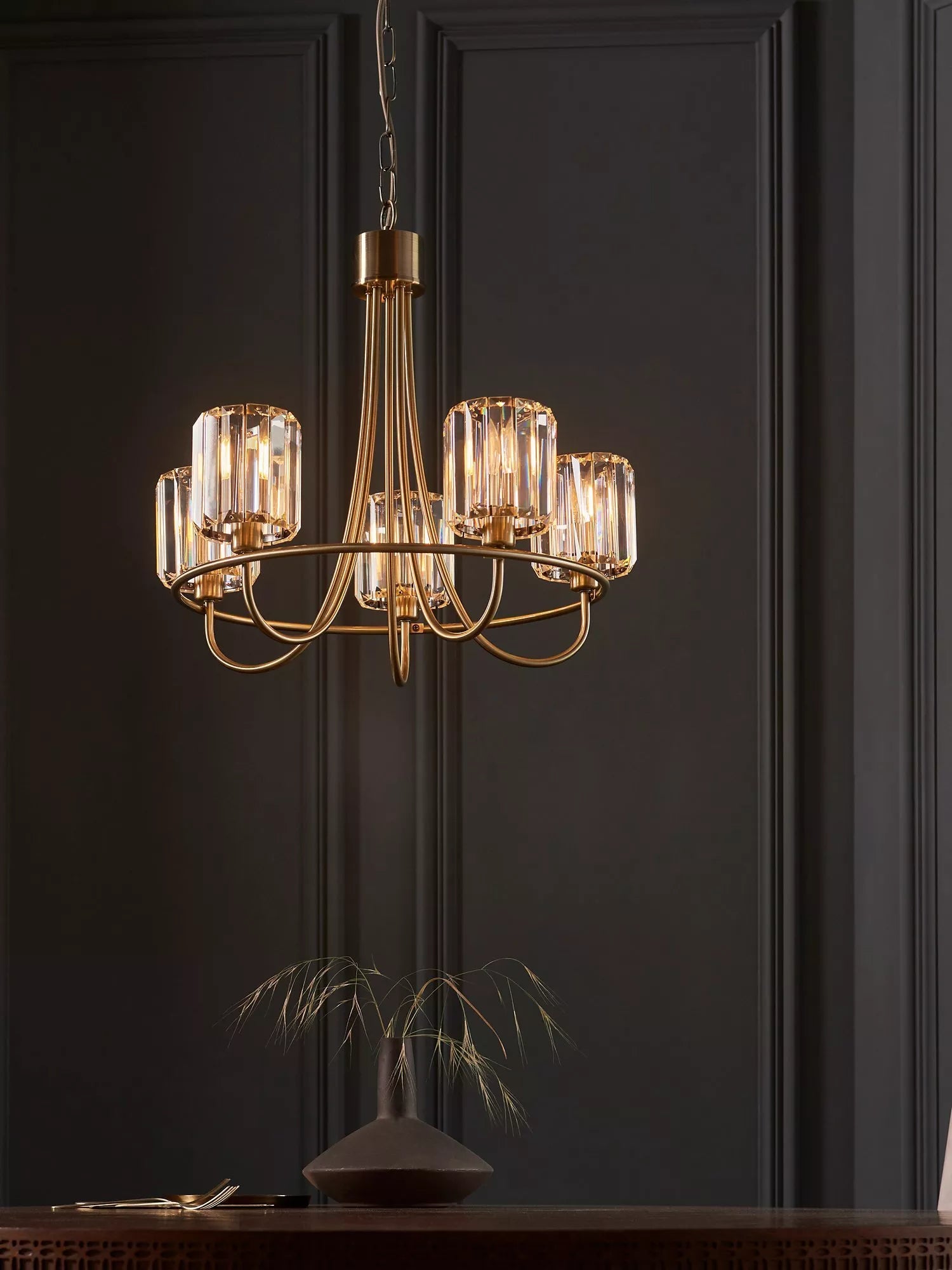 Bay Lighting Lyon 5-arm brass ceiling light - British product