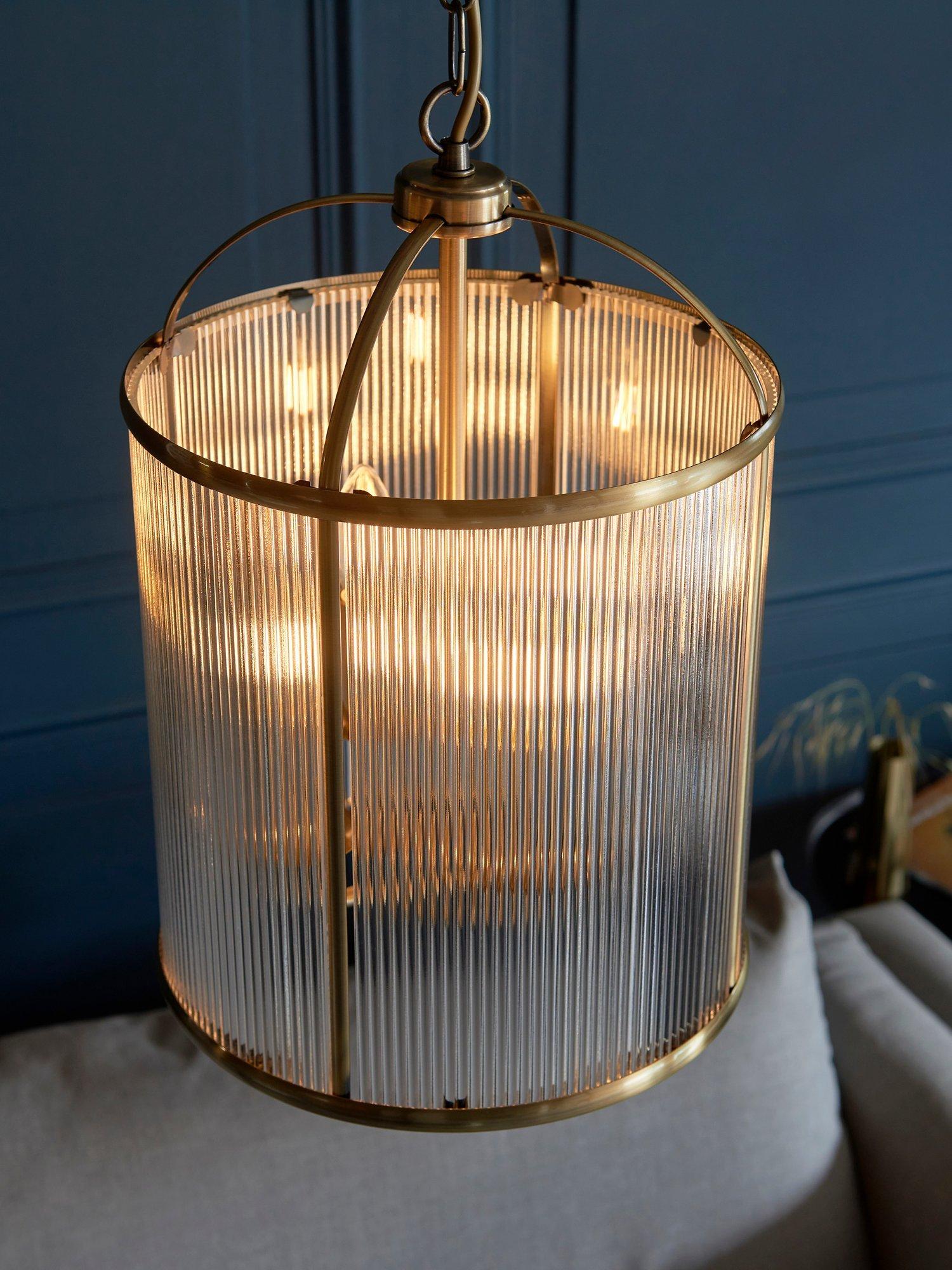 Bay Lighting Stockwell ribbed pendant ceiling light brass 41cm height (British brand)