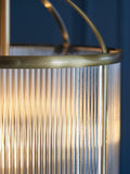Bay Lighting Stockwell ribbed pendant ceiling light brass 41cm height (British brand)