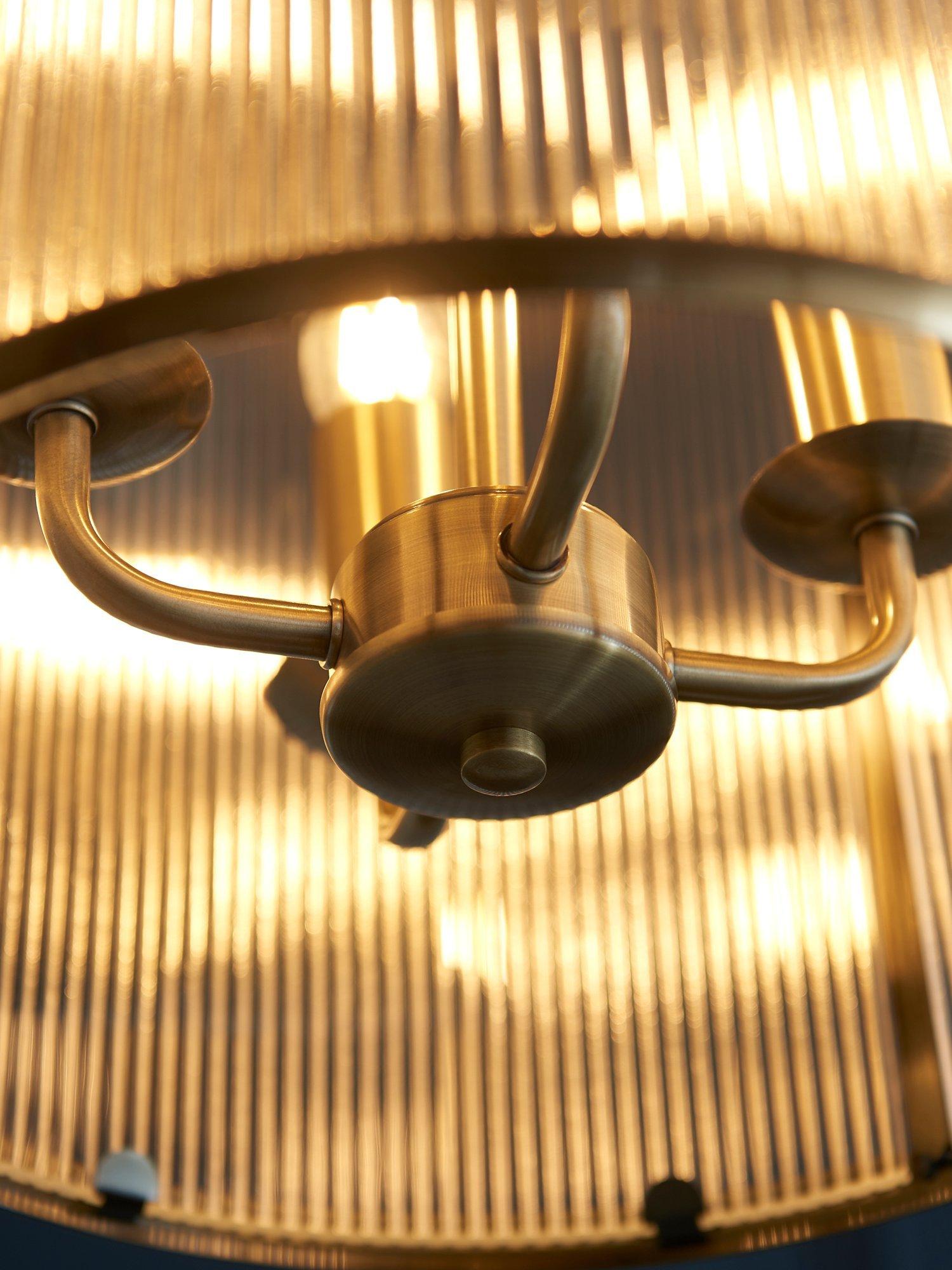 Bay Lighting Stockwell ribbed pendant ceiling light brass 41cm height (British brand)