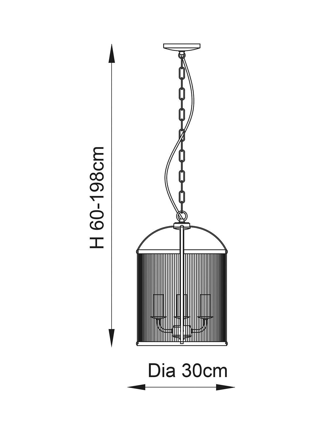 Bay Lighting Stockwell ribbed pendant ceiling light brass 41cm height (British brand)