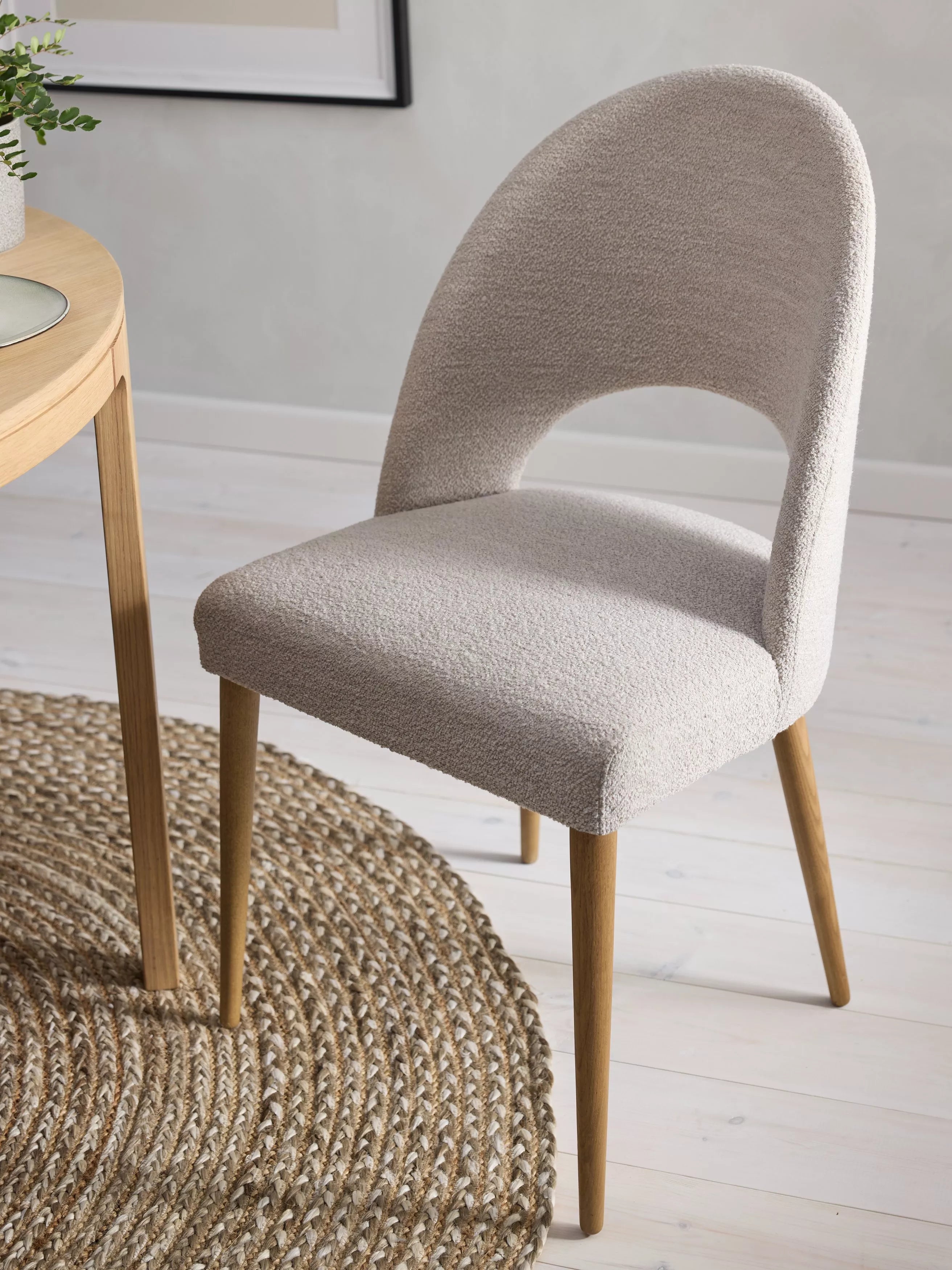 John Lewis Moritz II boucle yarn dining chair, imported from the UK