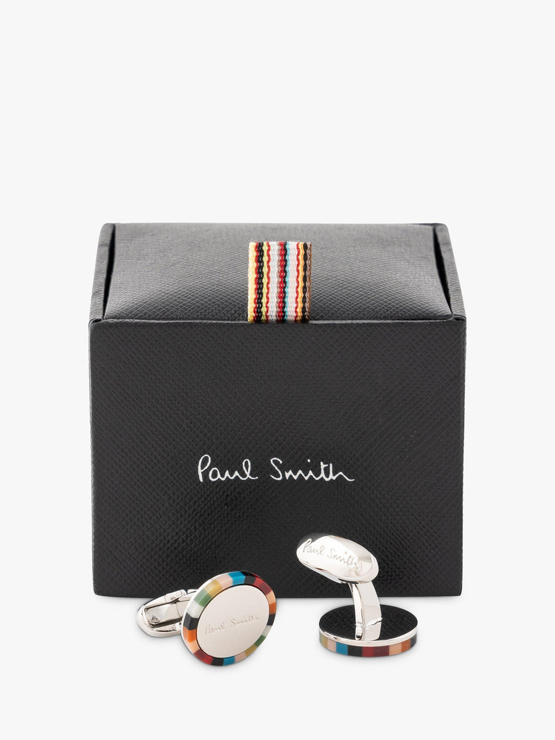 Boutons de manchette Paul Smith Medgel Stripe multicolores, importés du Royaume-Uni