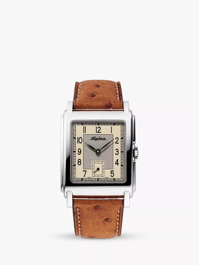 Alpina Alpiner Heritage automatic watch rectangular brown leather strap - British product