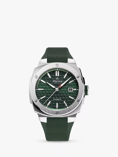 John Lewis Alpina Alpiner Extreme Automatic Silicone Strap Watch Green 44mm- Buy online at McGrocer
