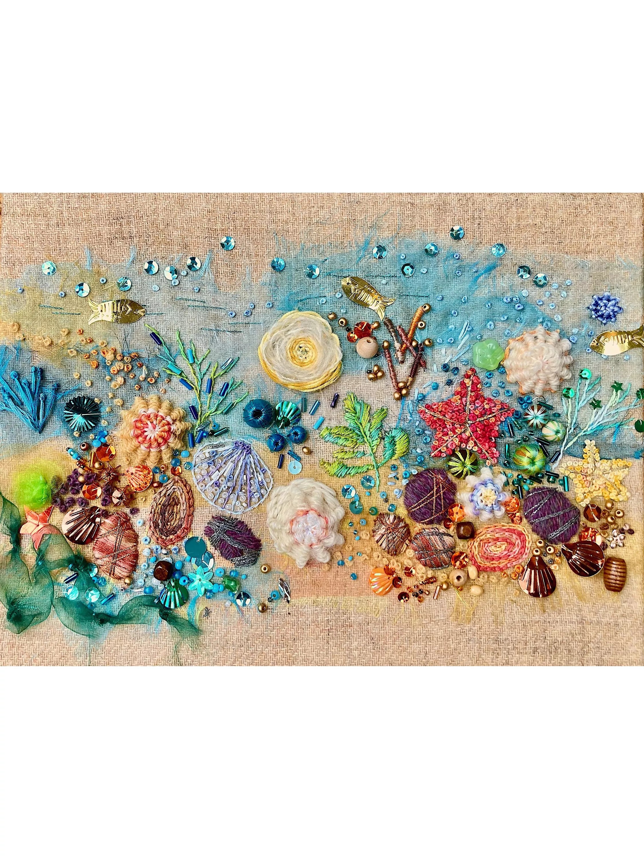 Rowandean Seaside Treasures embroidery kit 47x40cm, imported from the UK