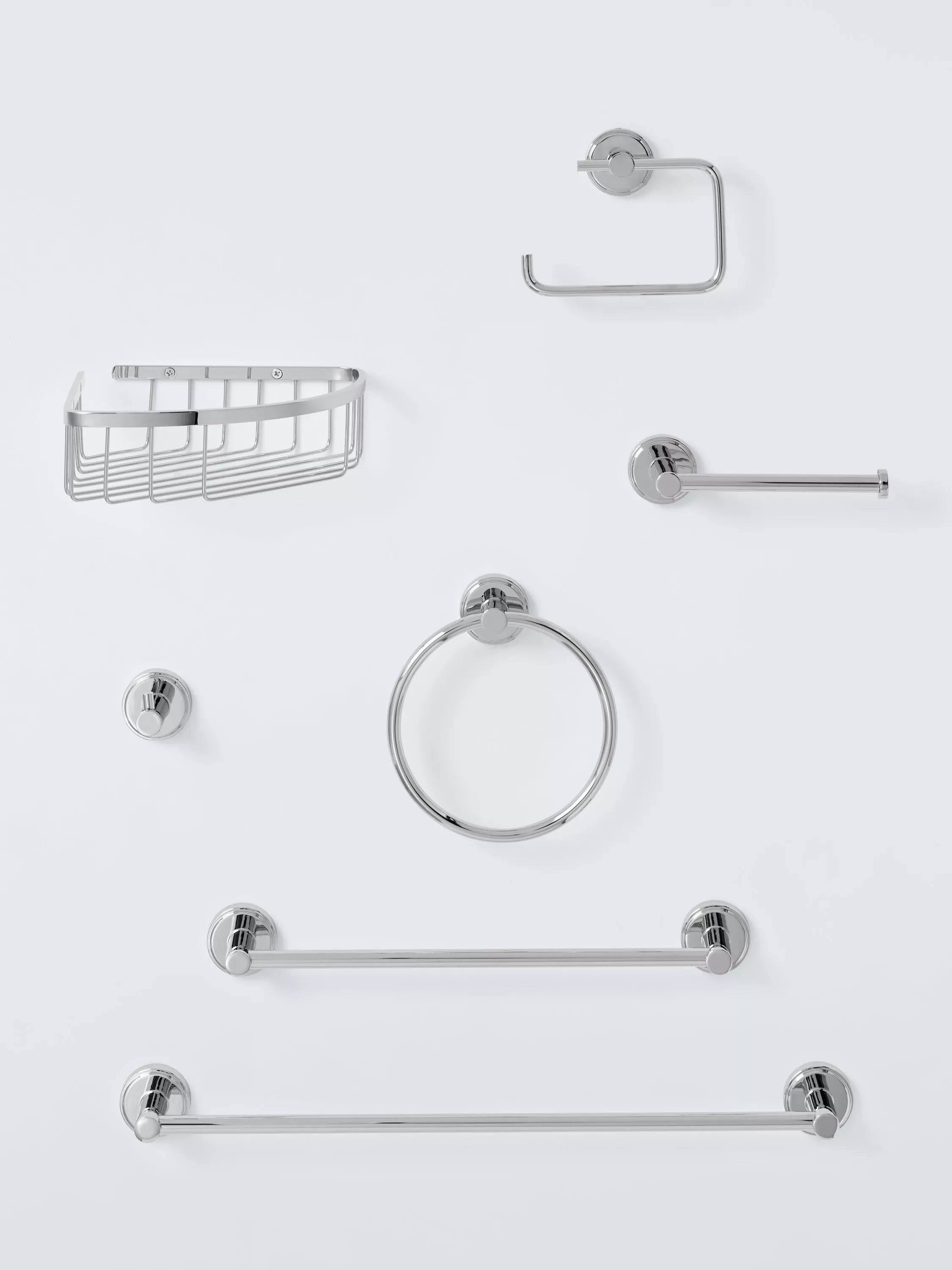 John Lewis Orbit single towel rail 32cm chrome effect - British product