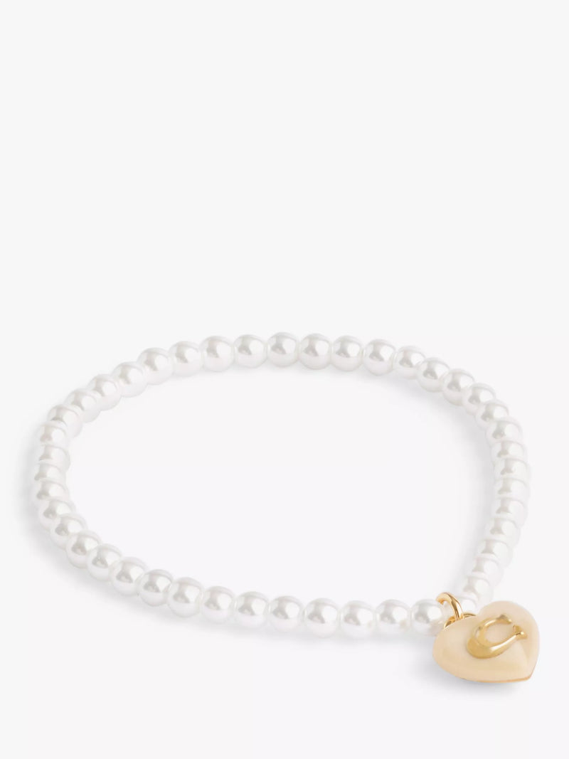 Coach faux pearl heart charm bracelet, UK version
