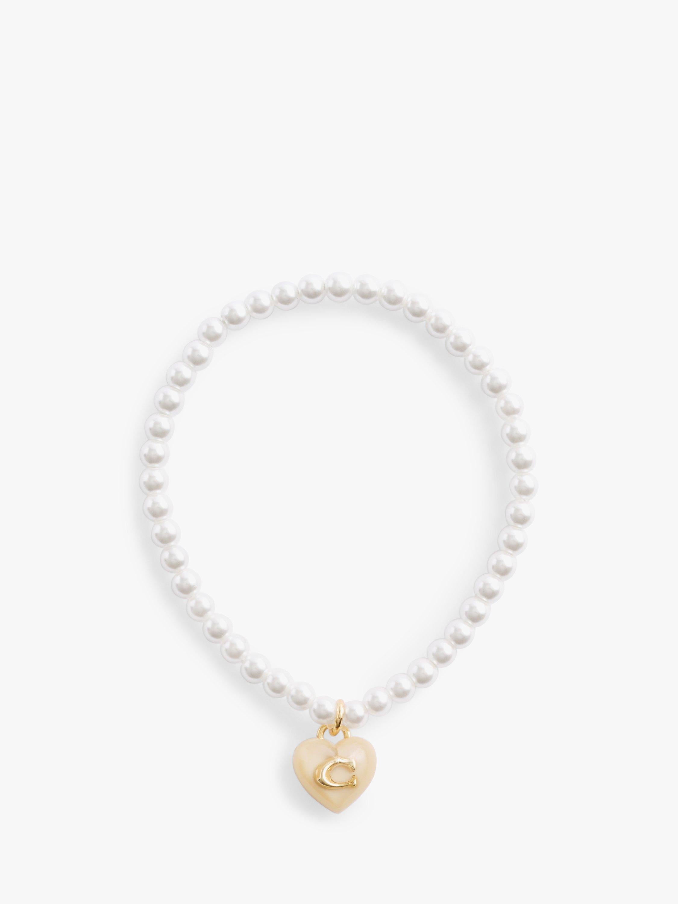 Coach faux pearl heart charm bracelet, UK version