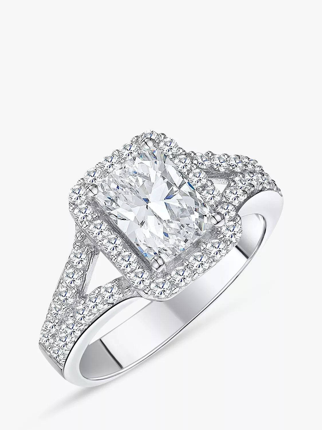 Jools by Jenny Brown Zirkonia-Smaragd-Halo-Cocktailring, Silber