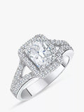 Jools by Jenny Brown Zirkonia-Smaragd-Halo-Cocktailring, Silber