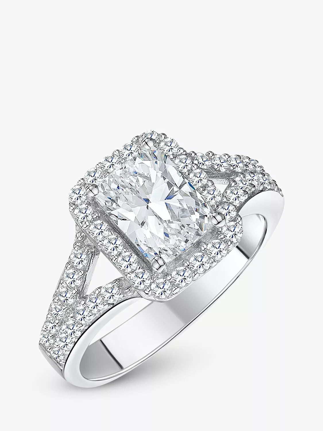 Jools by Jenny Brown Zirkonia-Smaragd-Halo-Cocktailring, Silber