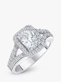 Jools by Jenny Brown Zirkonia-Smaragd-Halo-Cocktailring, Silber